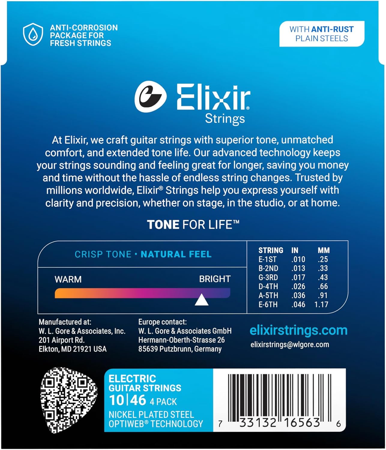 Electric Guitar Strings 4, Pack, Light 10-46