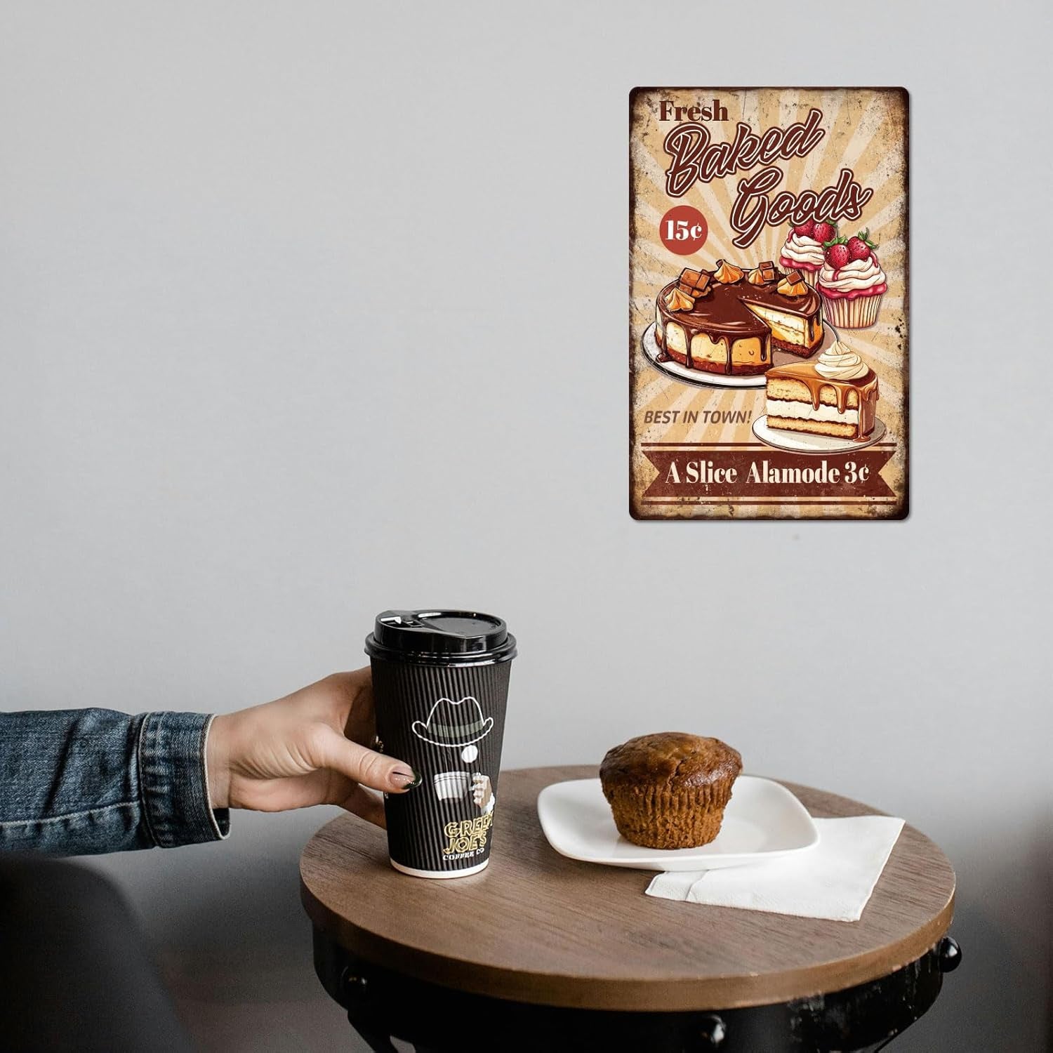 VOT Certified tin cake baking sign featuring a vintage-style design, perfect for bakery or kitchen decor.
