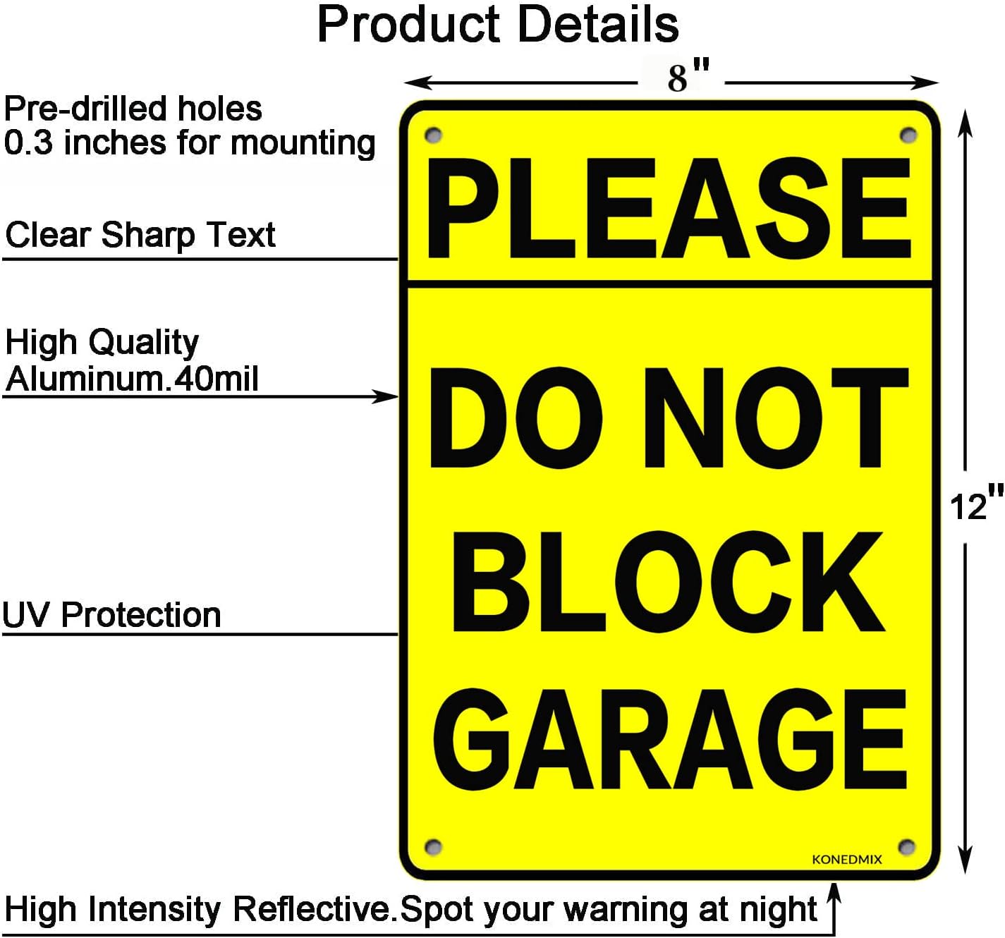 Do Not Block Garage Tin Sign