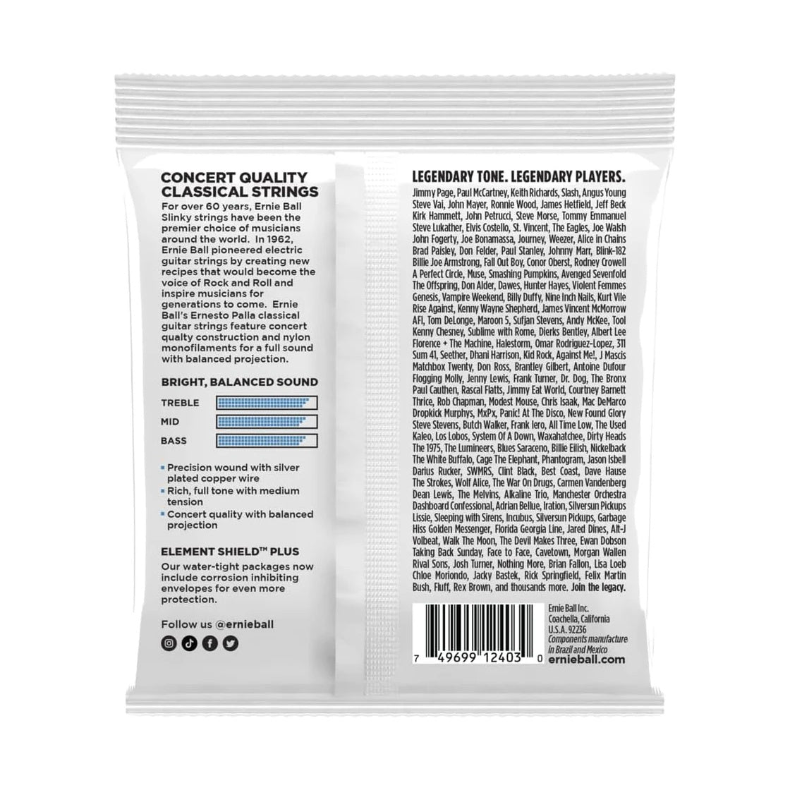 Ernesto Palla Clear & Silver Tie-On Classical Guitar Strings, 28-42 Gauge