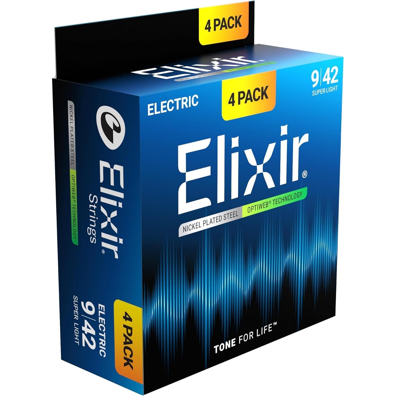 Electric Guitar Strings 4, Pack, Super Light 9-42