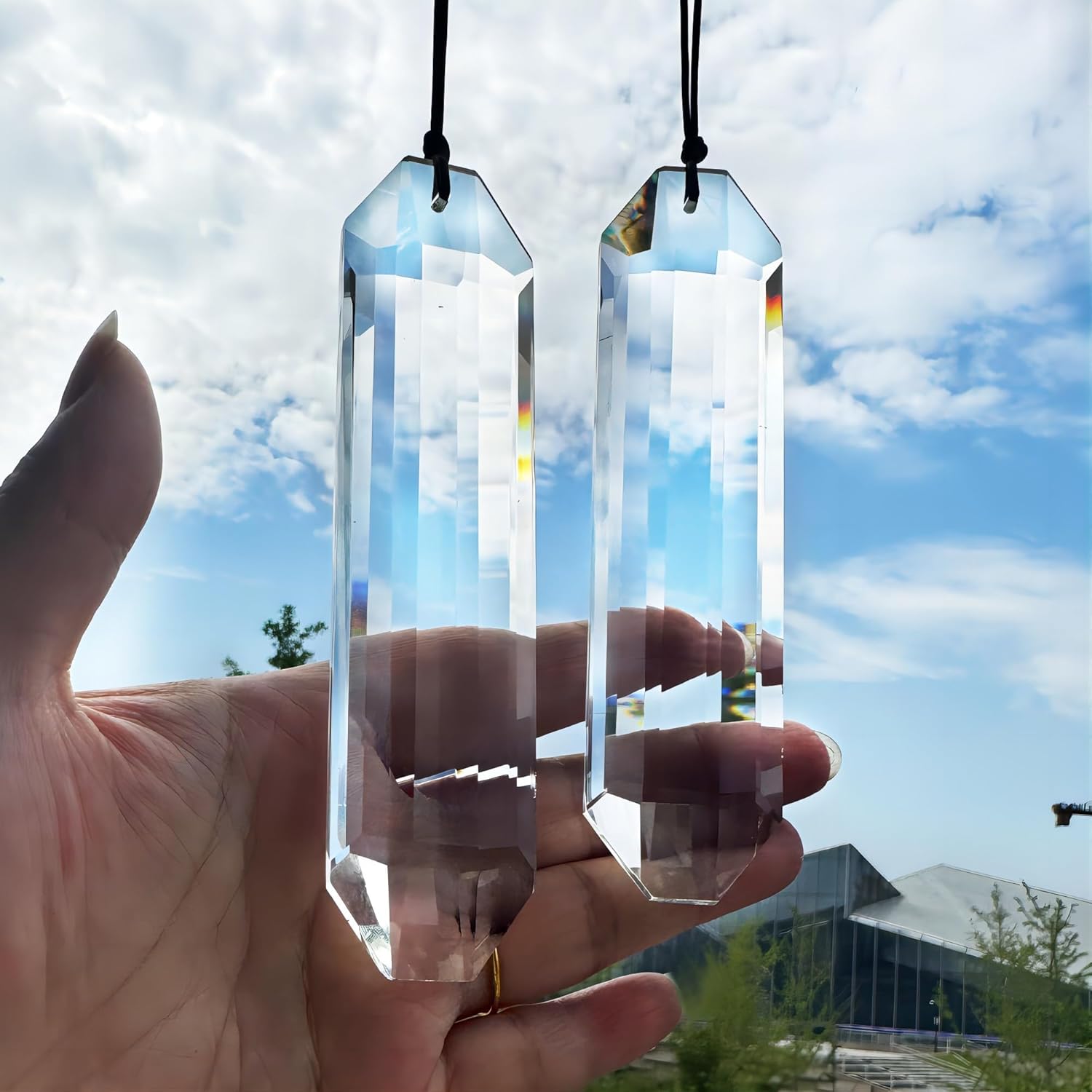 5" Large Crystal Sun Catcher Prisms - 2PCS Clear