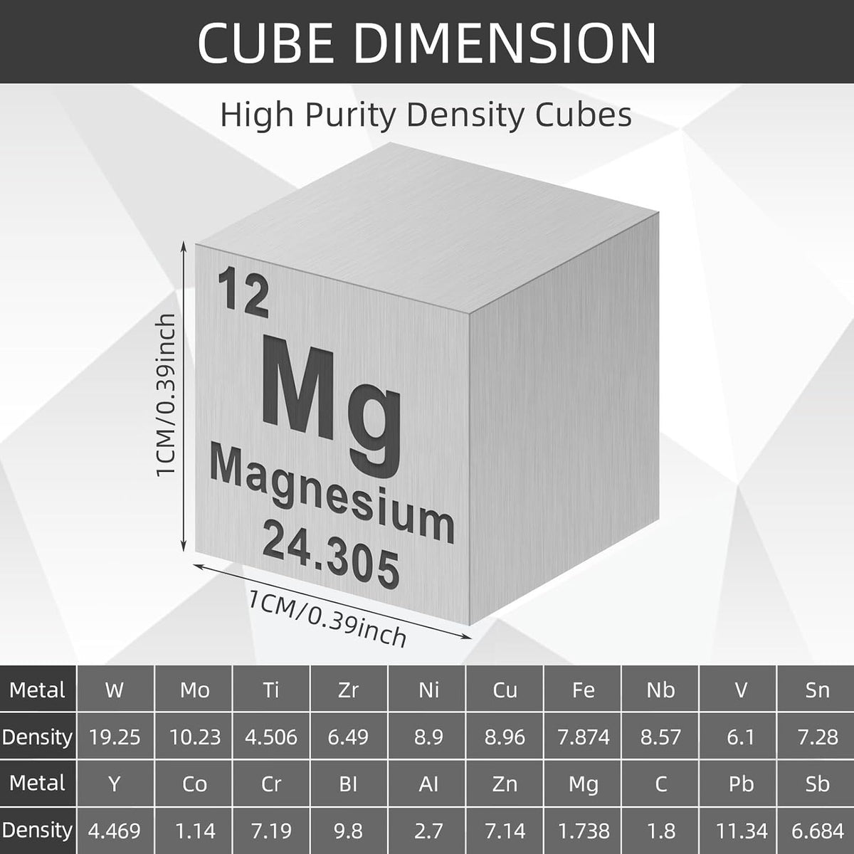 Metal Density Cube - 99.9% Pure Element
