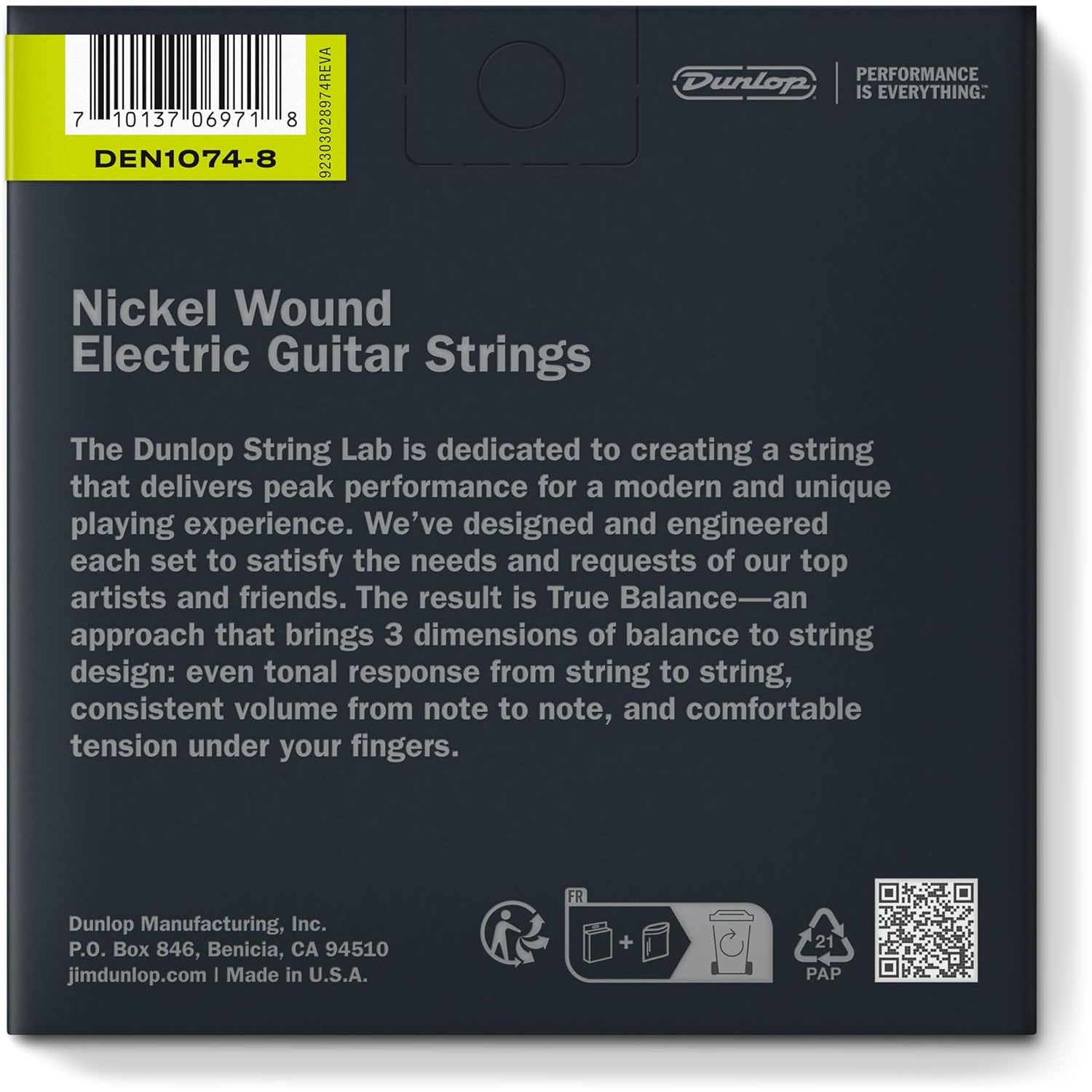 Nickel Wound Electric Guitar Strings, 10-74, 8 Strings