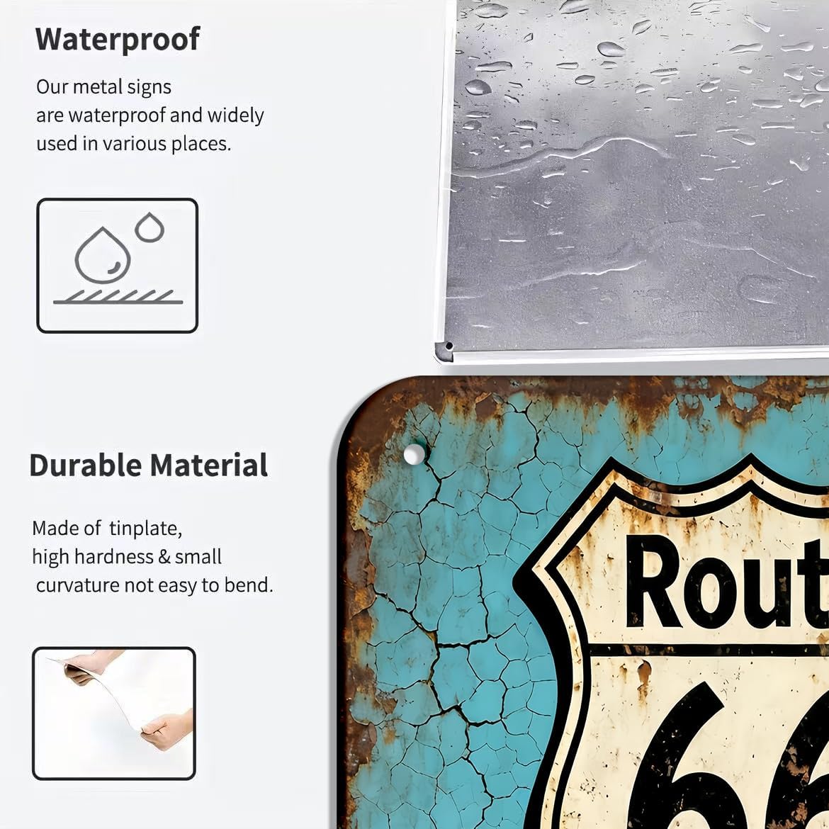 Vintage Route 66 Diner tin sign by VOT Certified, featuring retro roadside diner imagery and classic Americana design.