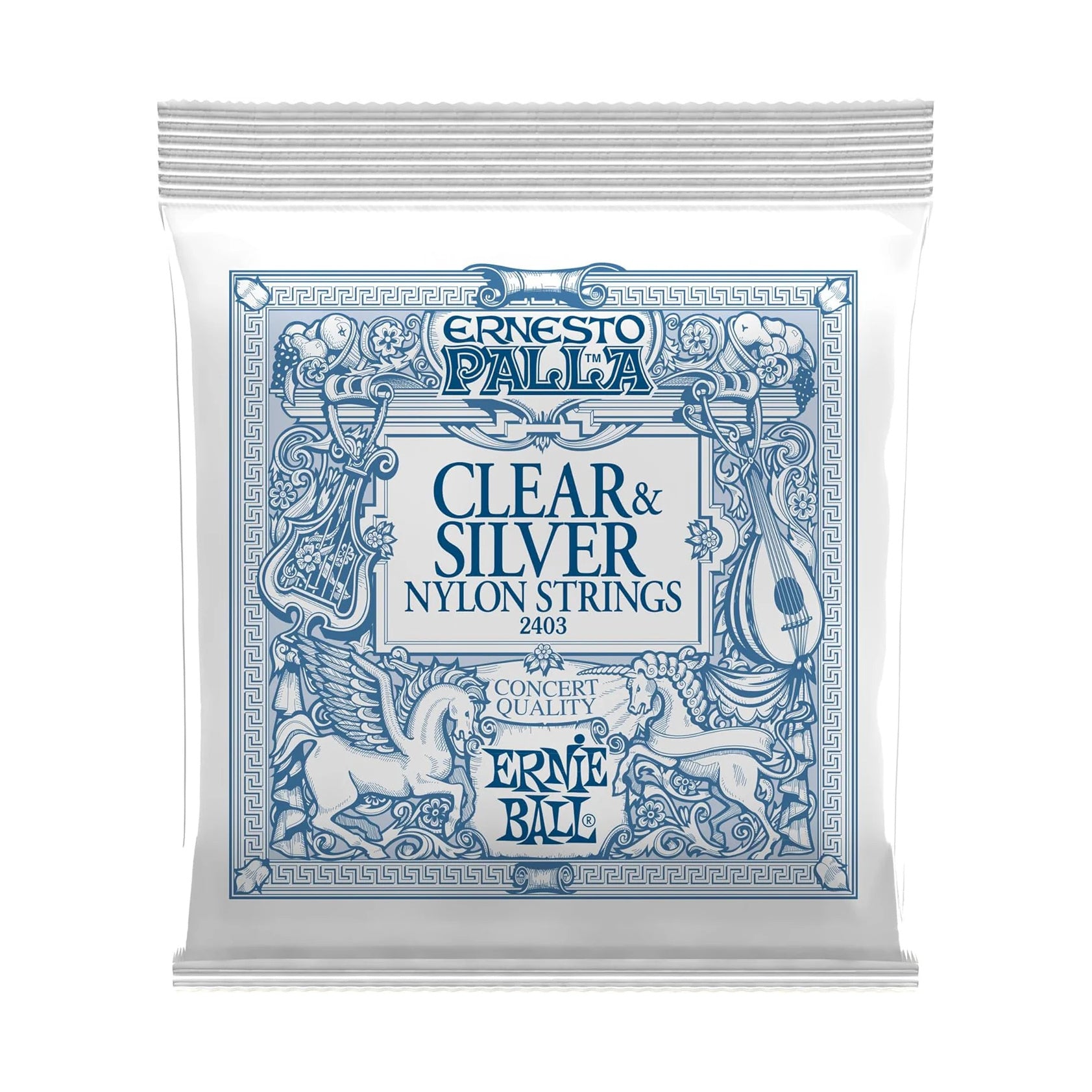 Ernesto Palla Clear & Silver Tie-On Classical Guitar Strings, 28-42 Gauge