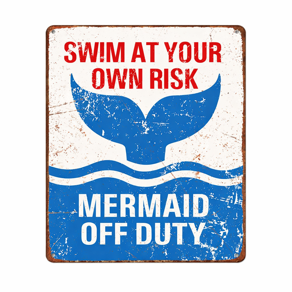 Mermaid Off Duty Tin Sign