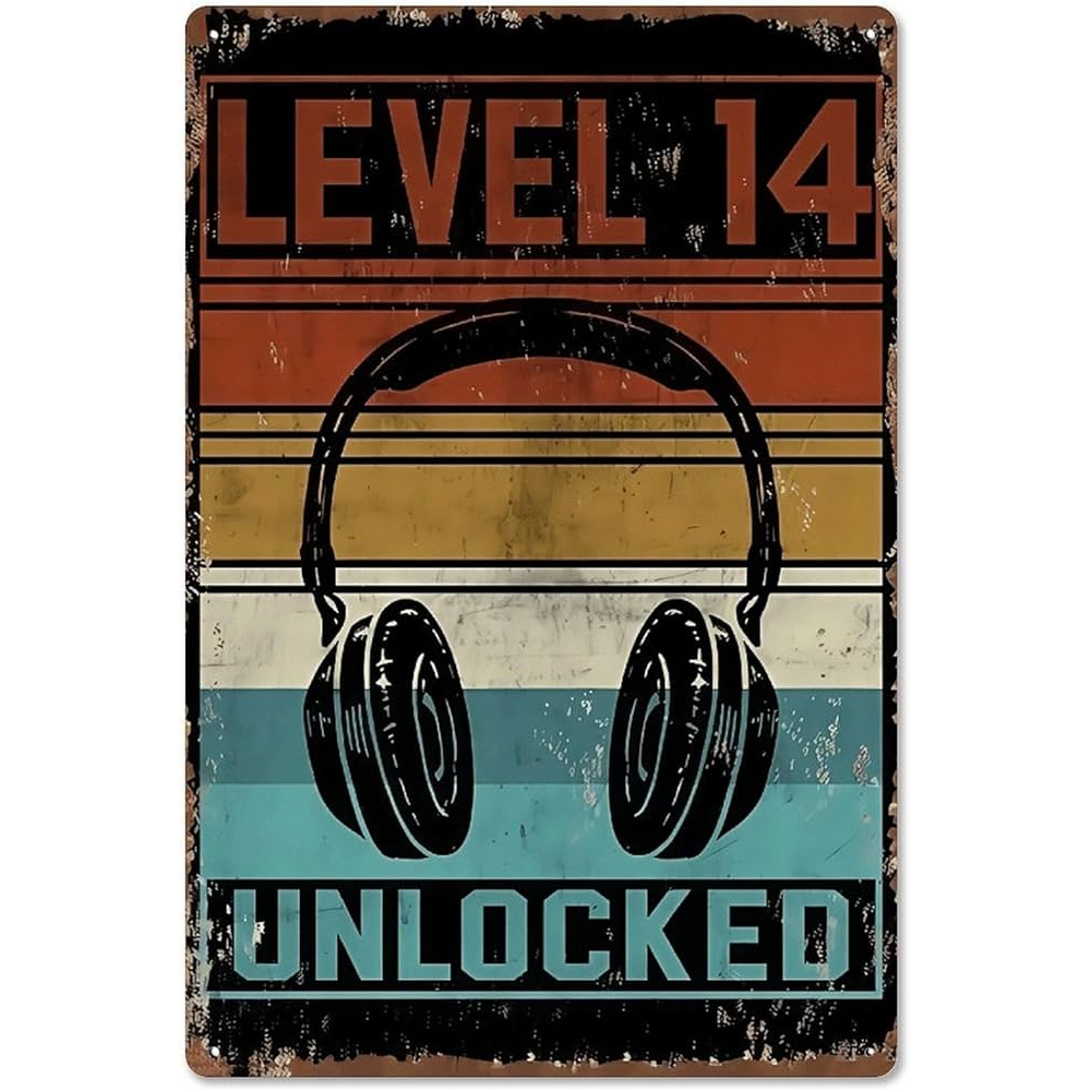 Level 14 Unlocked Tin Sign