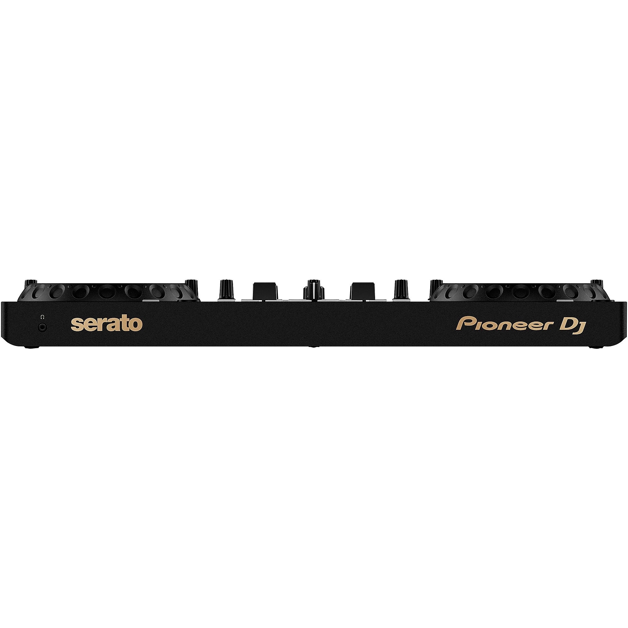 Pioneer DJ DDJ-REV1-N Serato performance DJ controller in sleek gold finish with jog wheels, controls, and performance pads.