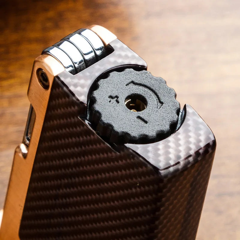 Lubinski windproof butane lighter with single flame torch, compact design, ideal for outdoor or indoor use.
