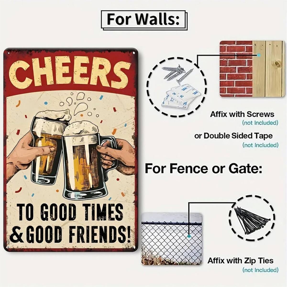 Retro Beer Mugs Tin Sign