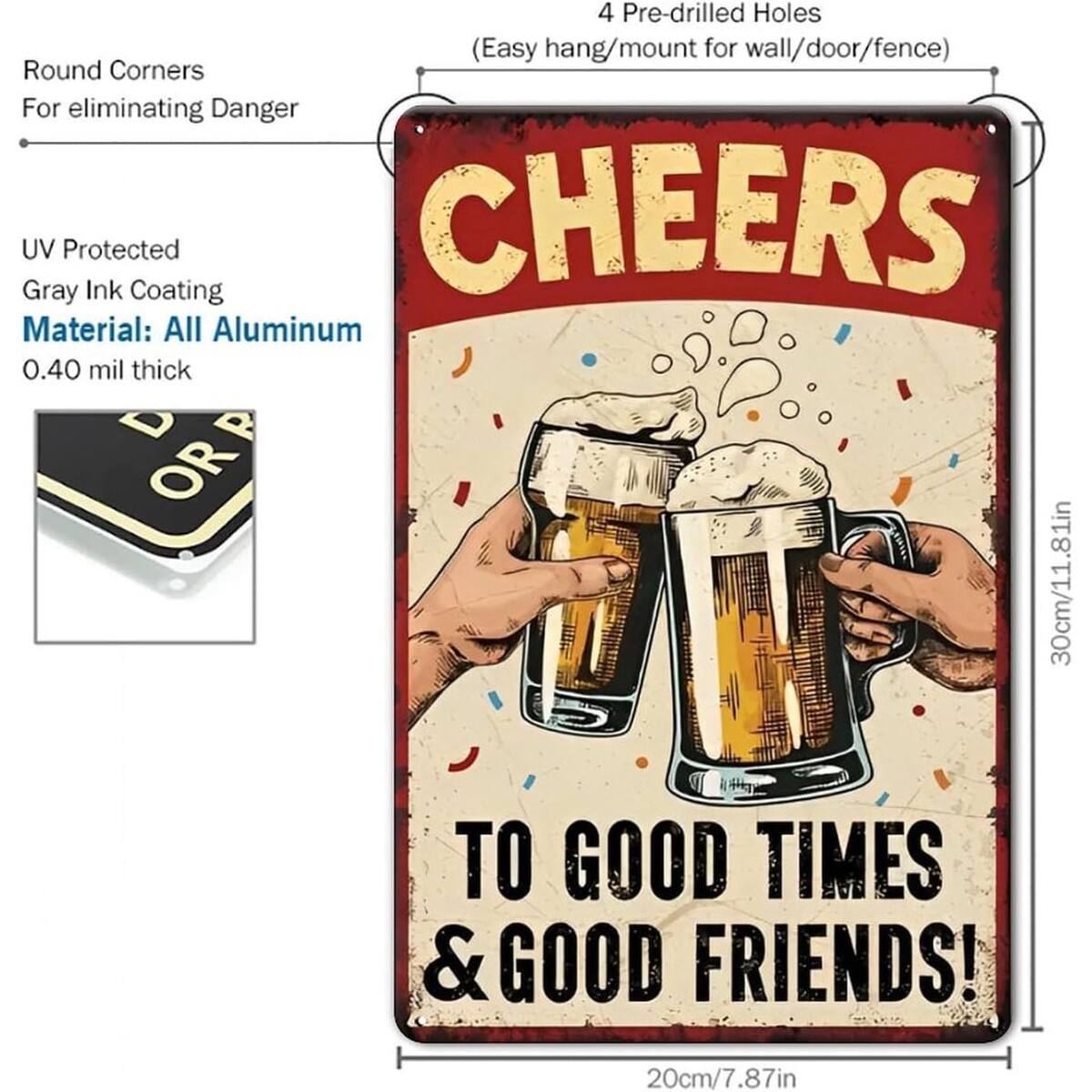 Retro Beer Mugs Tin Sign
