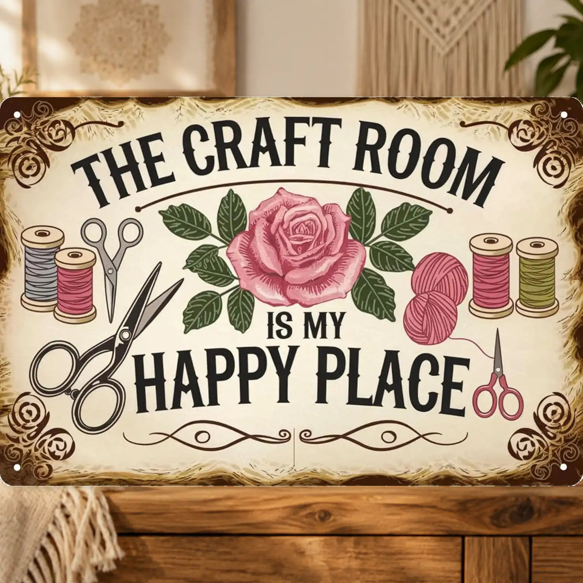 The Craft Room Is My Happy Place Tin Sign - (30 × 20 cm)