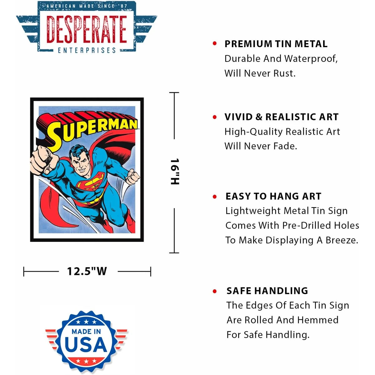 Superman Retro Panels Tin Sign