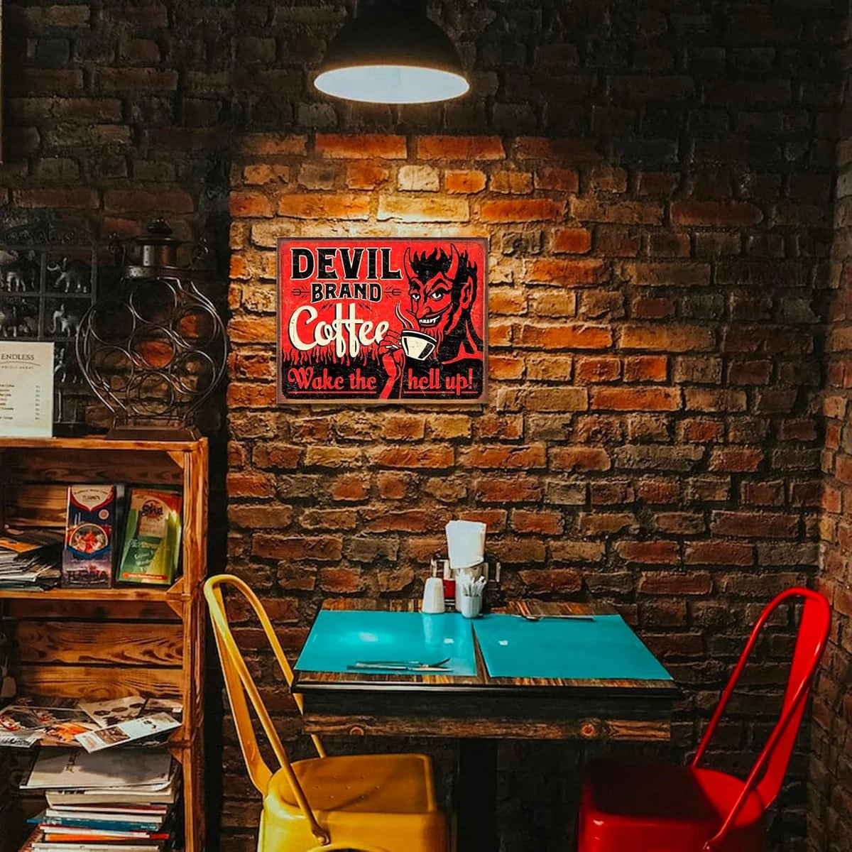 Devil Brand Coffee Tin Sign