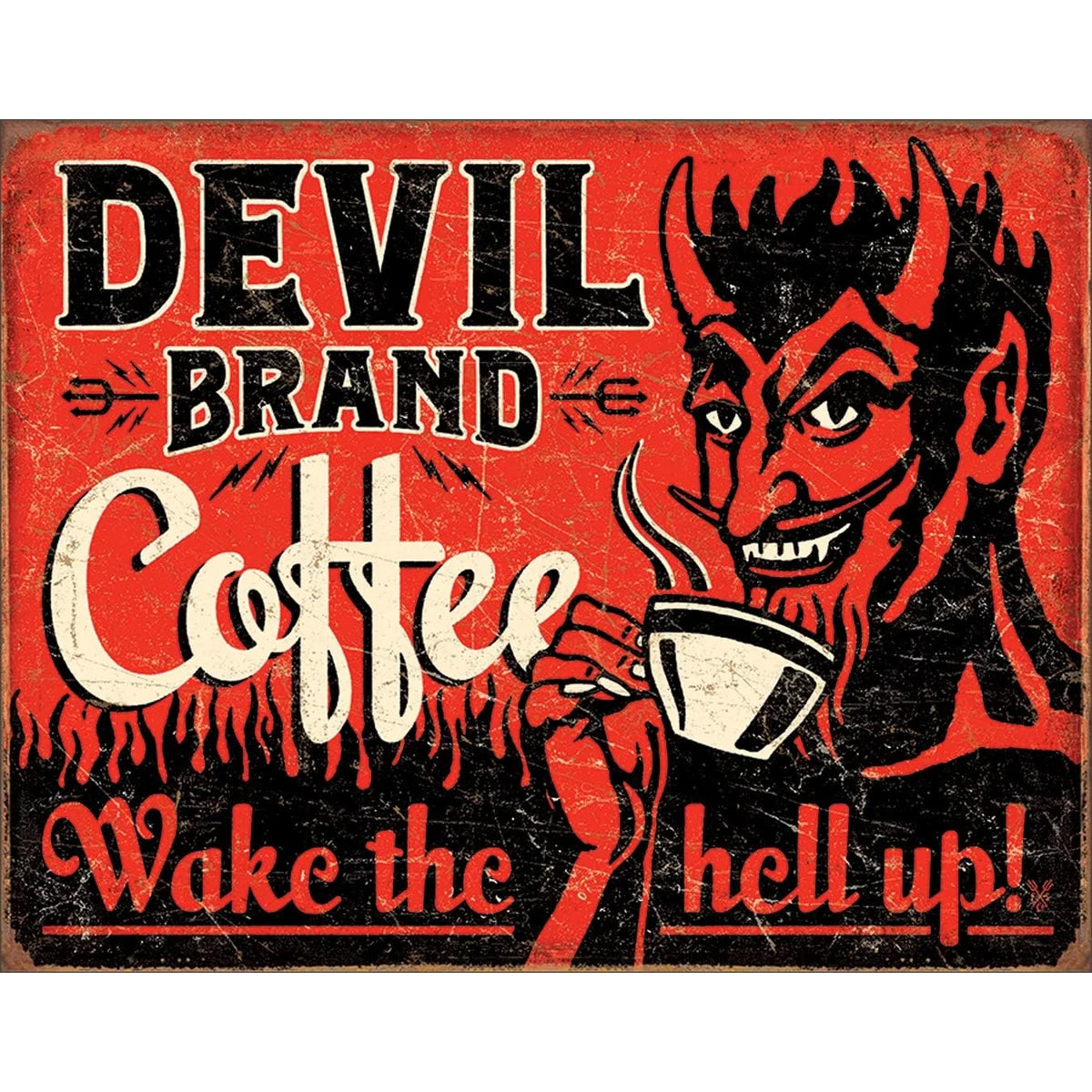 Devil Brand Coffee Tin Sign