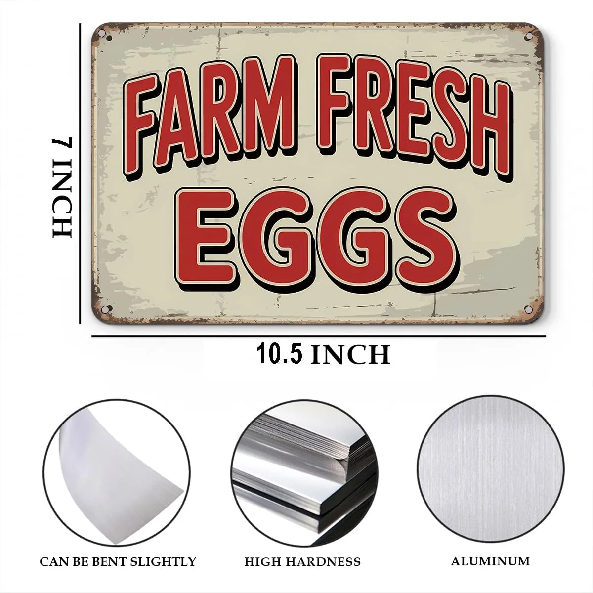 Farm Eggs Tin Sign - (27 × 18 cm)