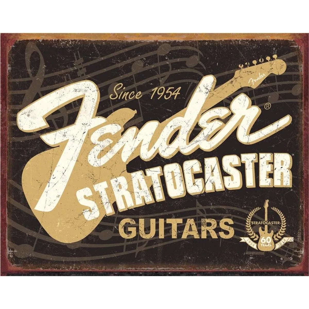 Fender Stratocaster Guitars 60th Tin Sign