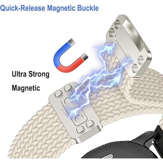 Quick Release Nylon Magnetic Braided Stretchy Loop Watch Band - 18mm