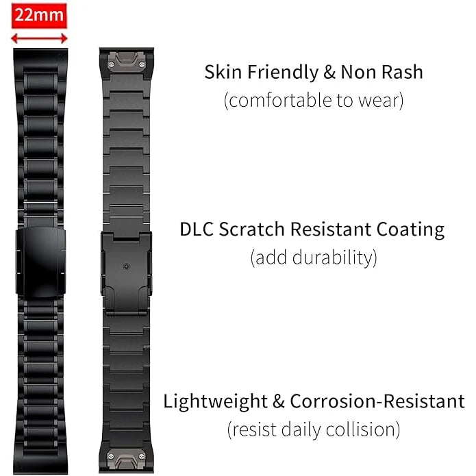 Titanium Band - Quick Fit Strap for Garmin - 22mm