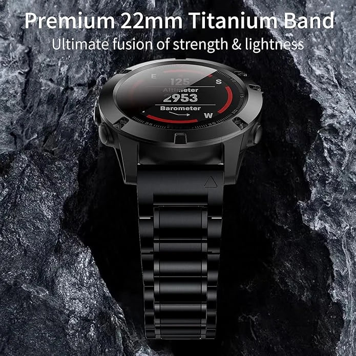 Titanium Band - Quick Fit Strap for Garmin - 22mm