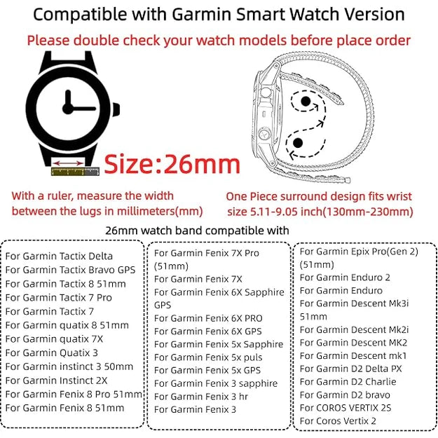 Nylon Ultralight Hook & Loop Strap for Garmin - 26mm