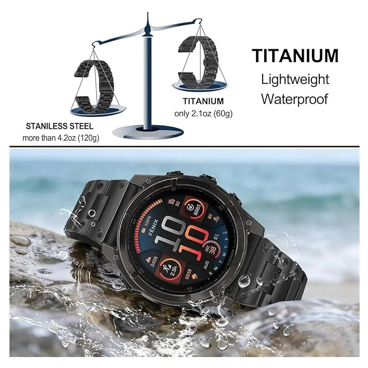 Titanium Band - Quick Fit Strap for Garmin - 22mm