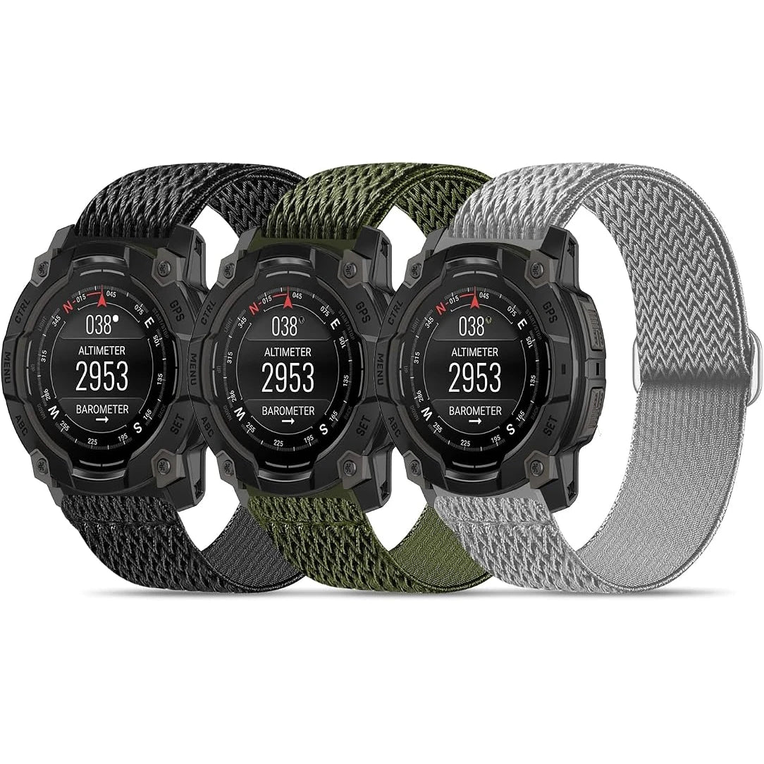Elastic Nylon Watch Bands for Garmin - 22mm - 3 Pack