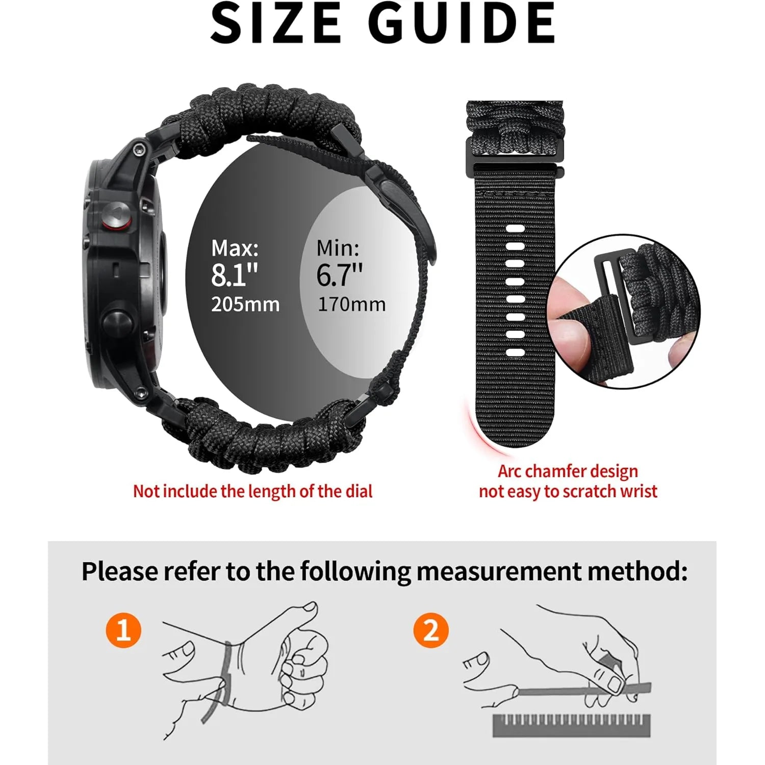 Braided 550 Paracord Strap - Garmin QuickFit 26mm