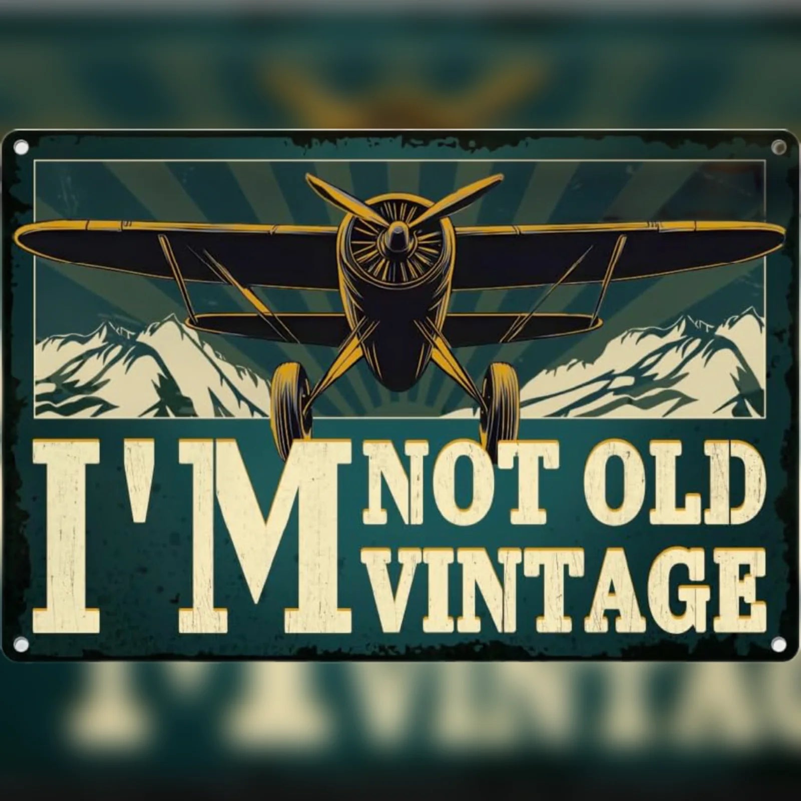 VOT Certified vintage aviation tin sign featuring a classic airplane design, ideal for aviation enthusiasts and vintage decor.