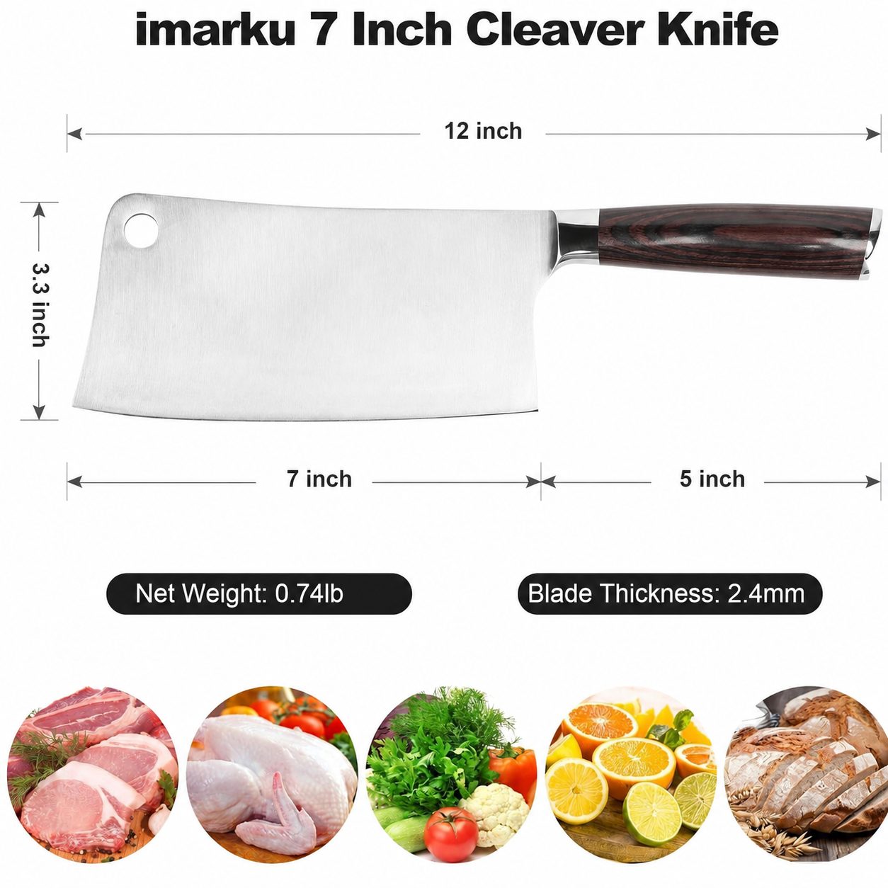 Cleaver Butcher Knife - 7"