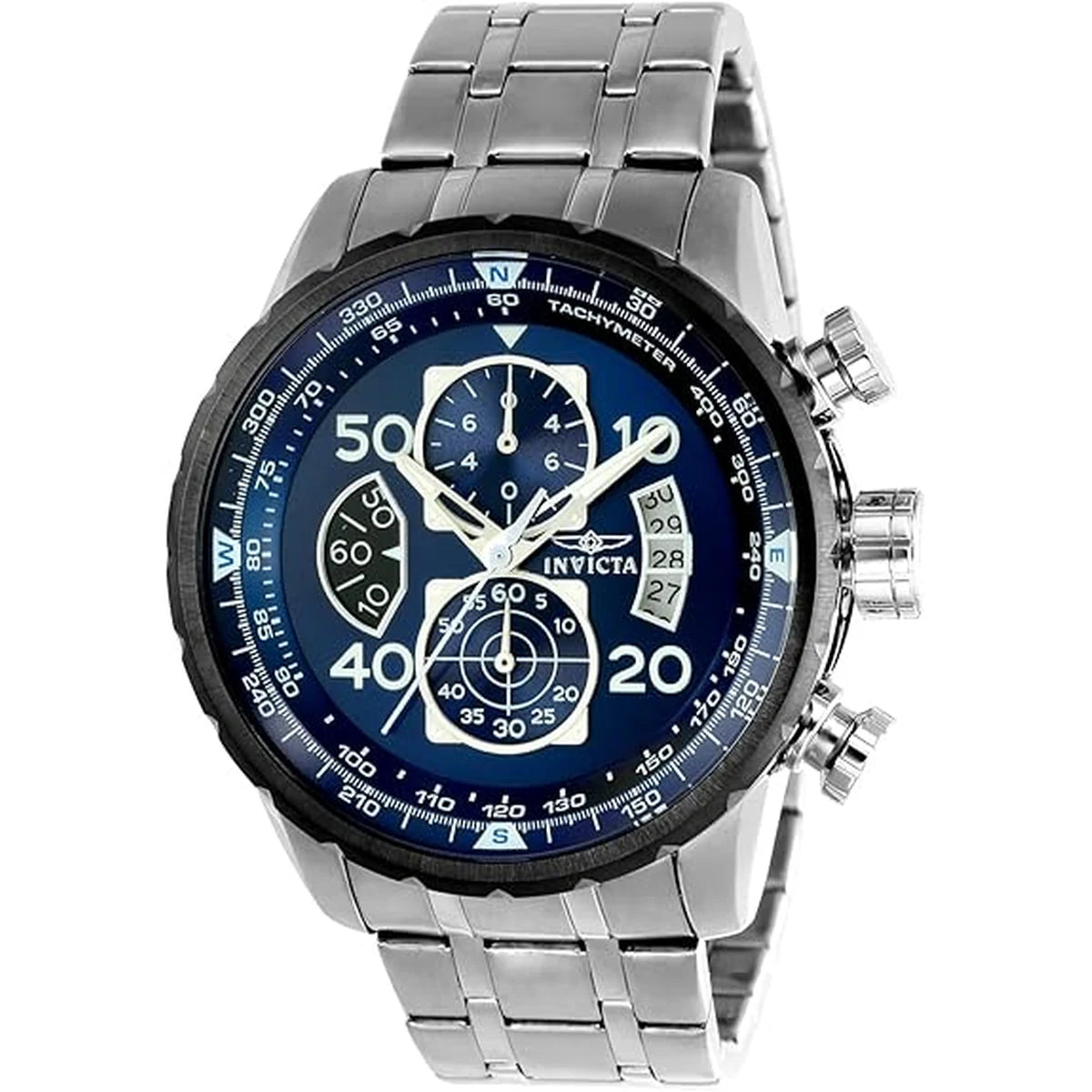 Aviator Stainless Steel Men's Quartz Watch - 48mm