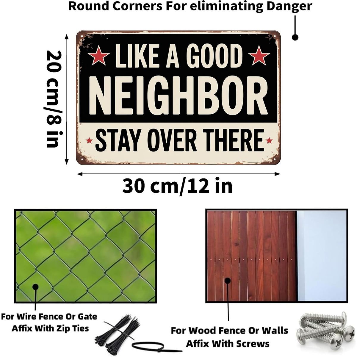 Stay Over There Tin Sign