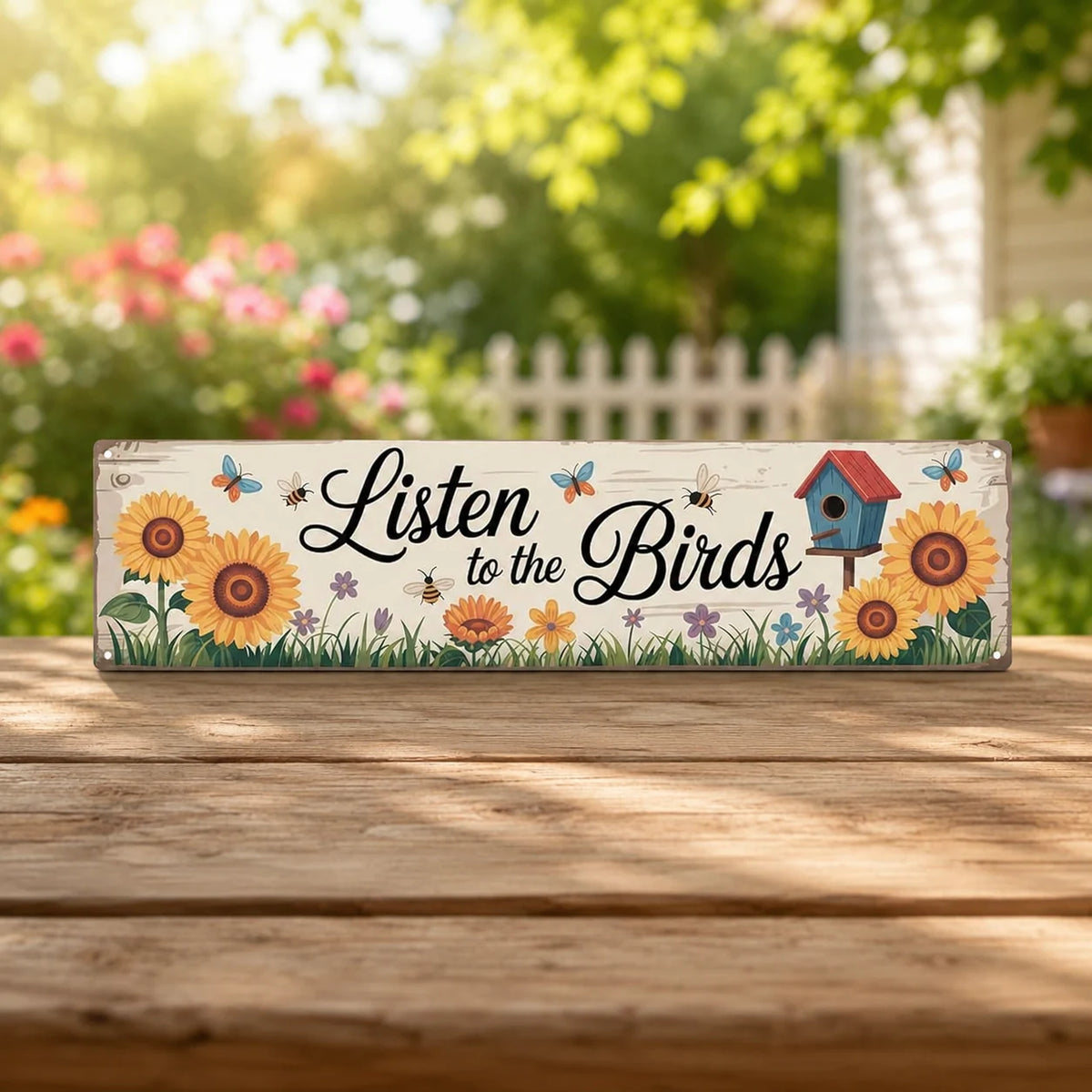 Listen to the Birds Tin Sign - (10 × 40 cm)