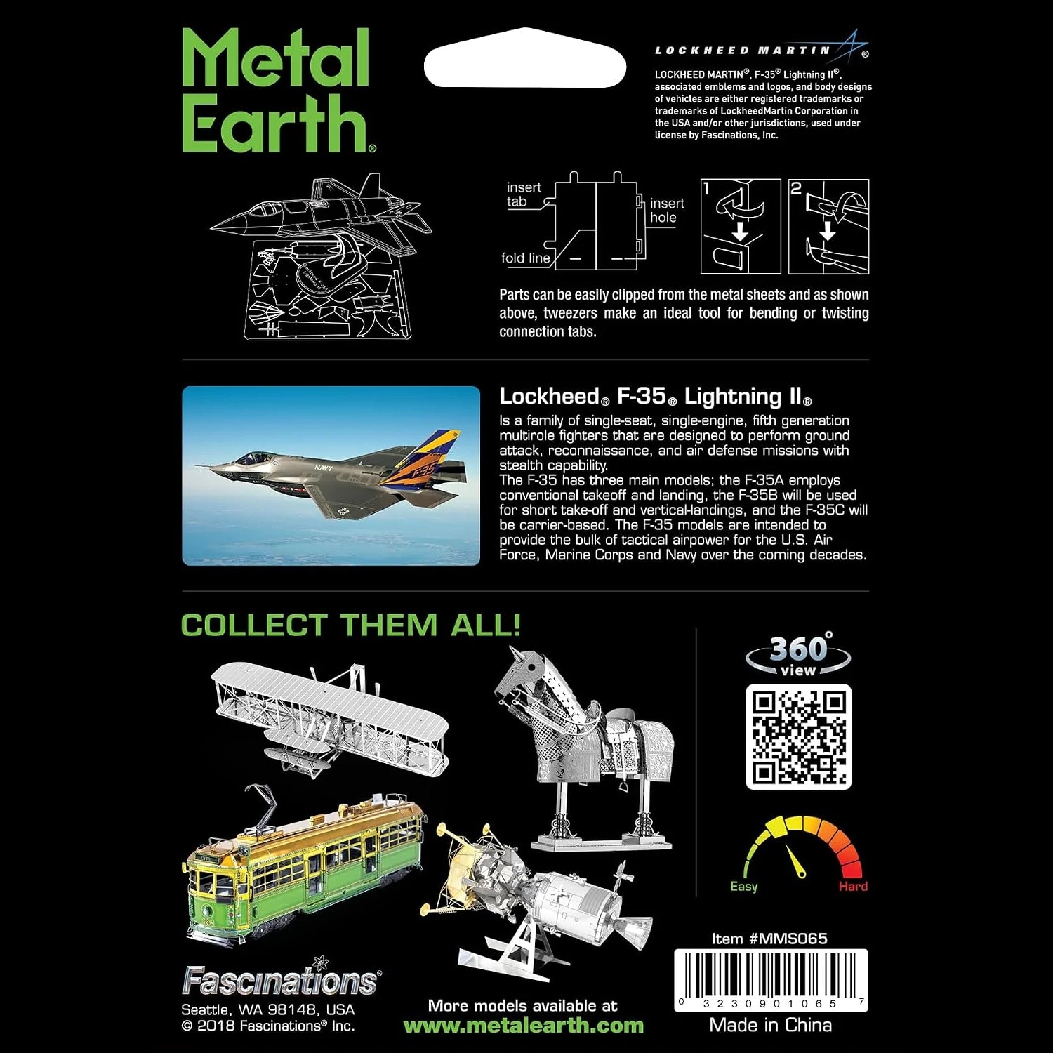 F-35A Lightning II Airplane 3D Metal Model Kit