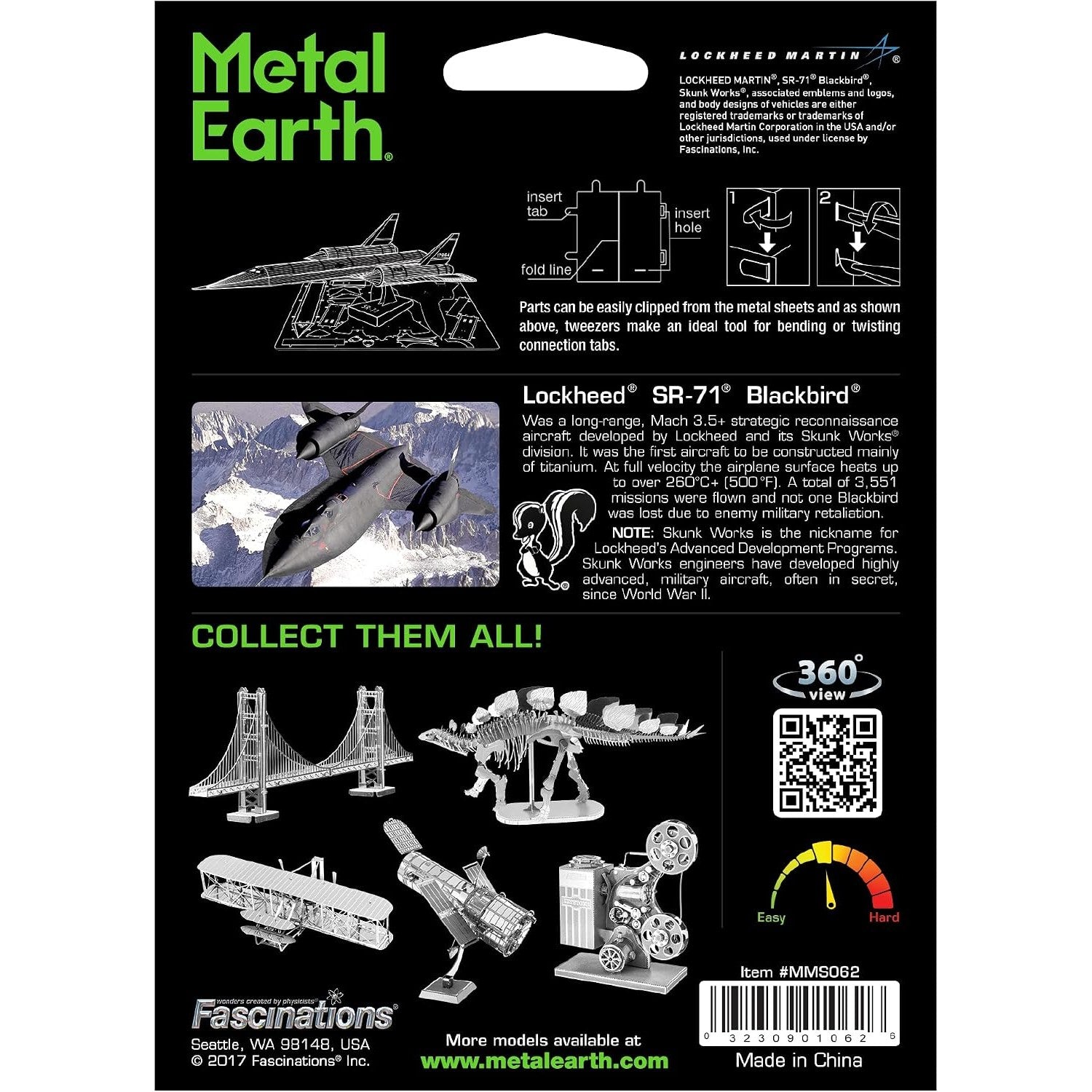 Lockheed Martin SR-71 Blackbird 3D Metal Model Kit