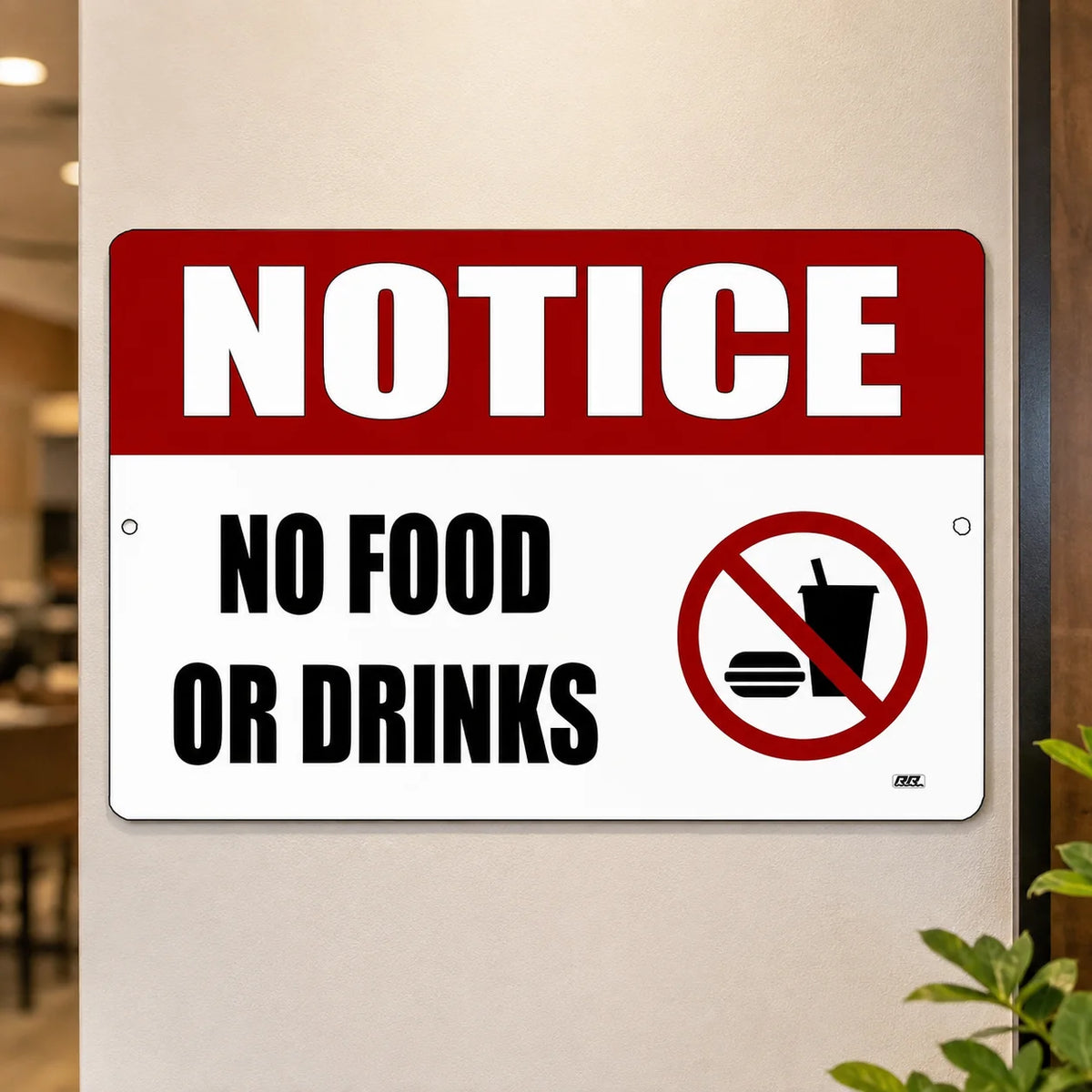No Food or Drinks Tin Sign - (30 × 20 cm)