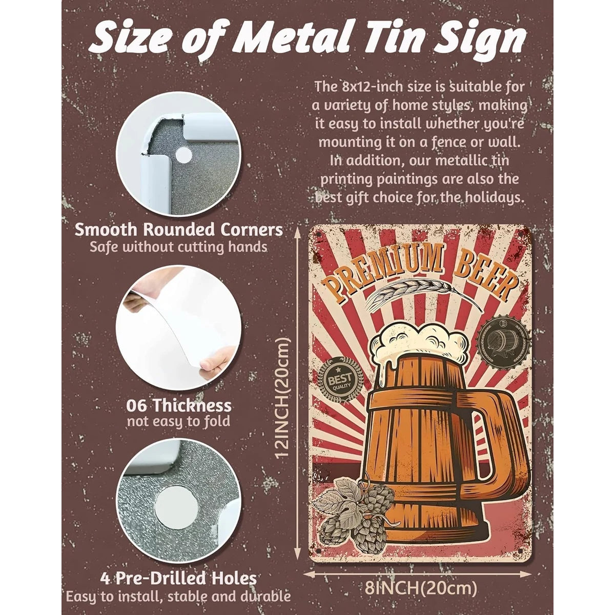 Premium Beer Vintage Bar Tin Sign
