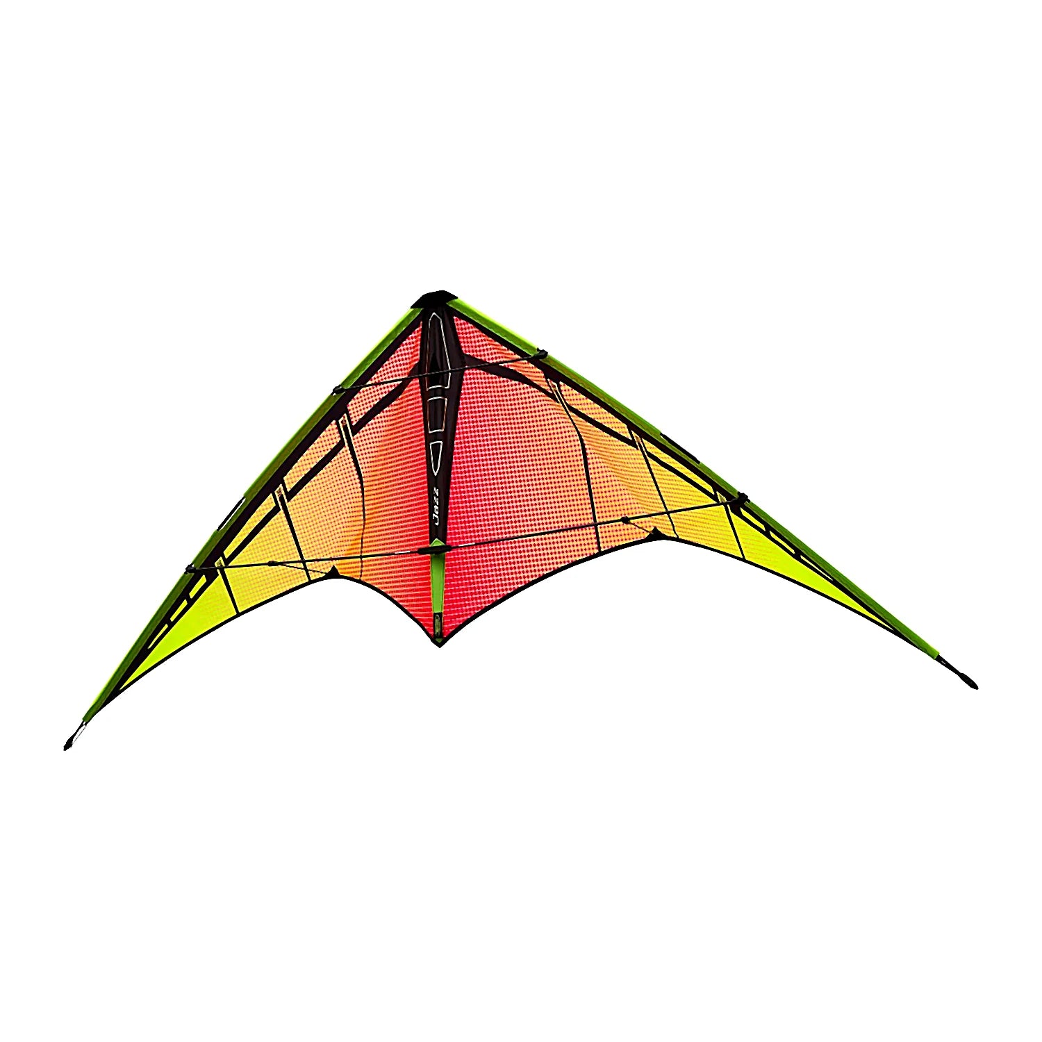 Prism Jazz 2.0 dual-line sports kite with colorful design, shown from the front view, perfect for stunt flying and outdoor kite flying.