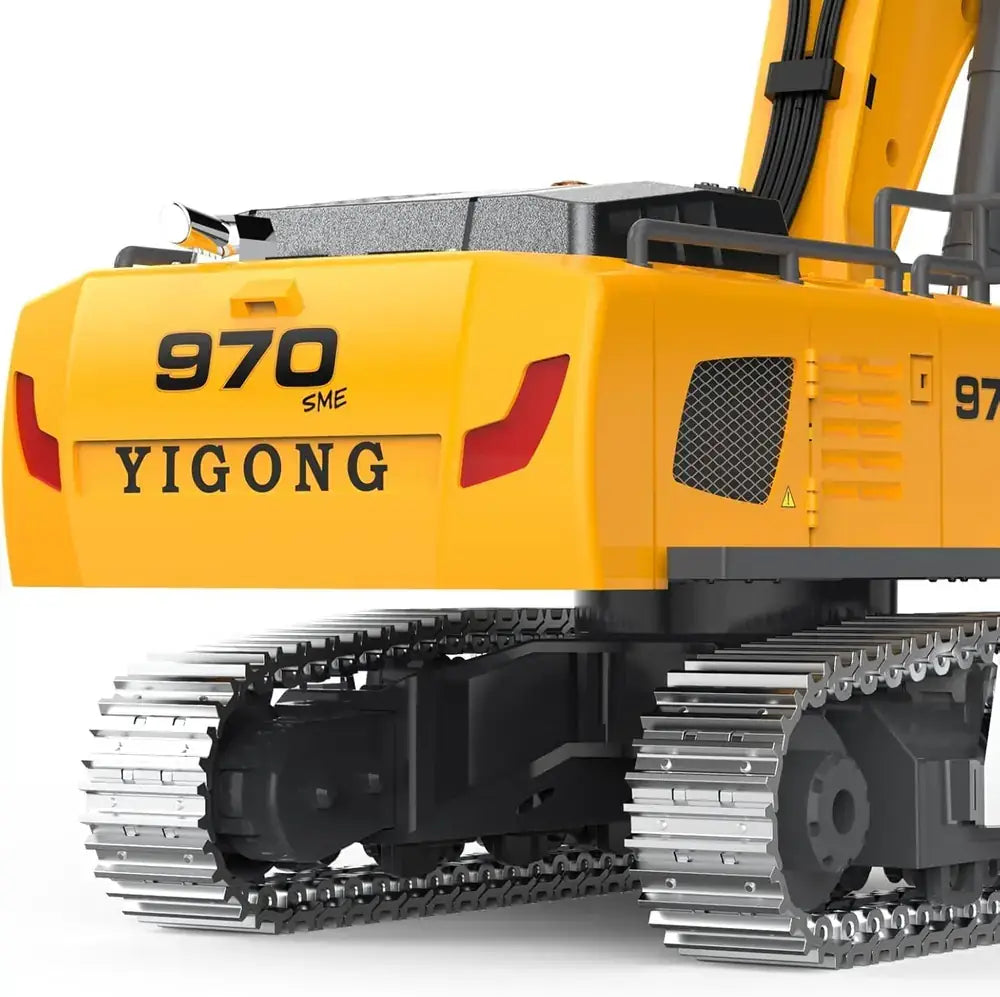 VOT Certified micro-scale remote control excavator with detailed rear body and track features for realistic R/C operation