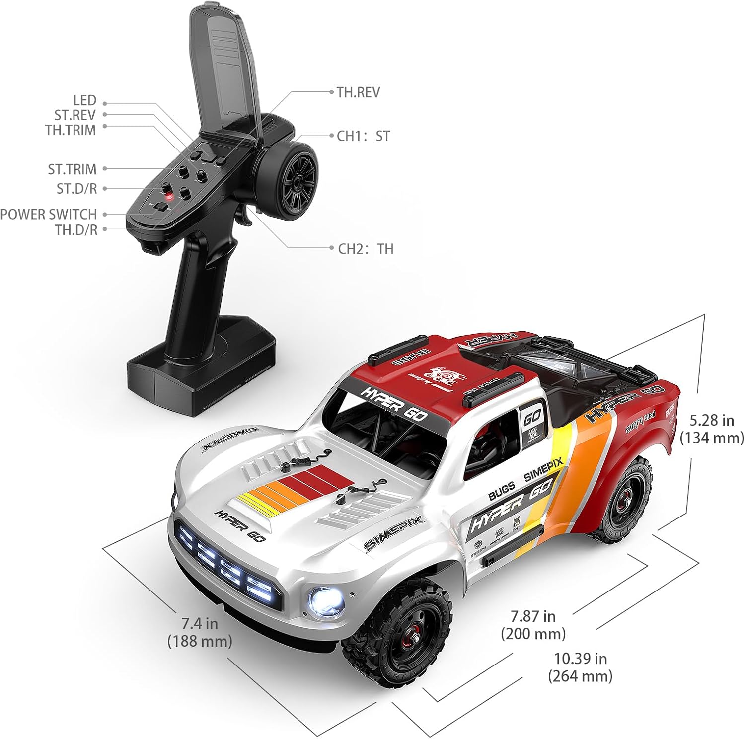 Remote control truck with detailed diagram and measurements on a white background Beirut , Lebanon
