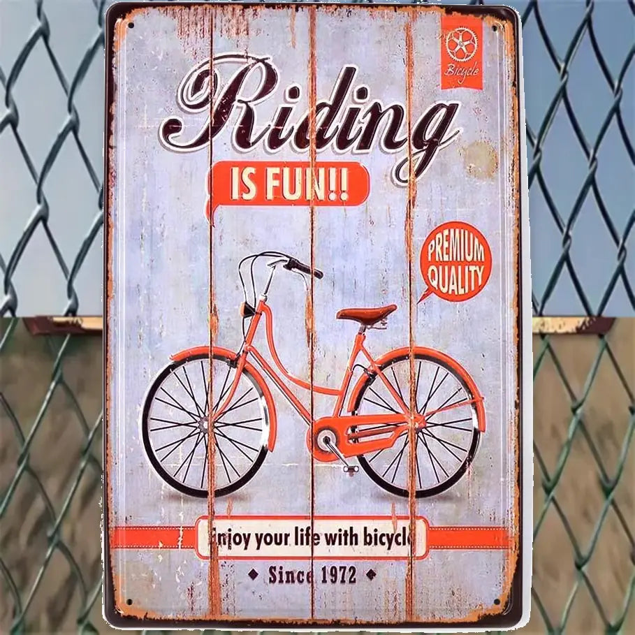Riding Is Fun Bicycle Tin Sign - (20 × 30 cm)