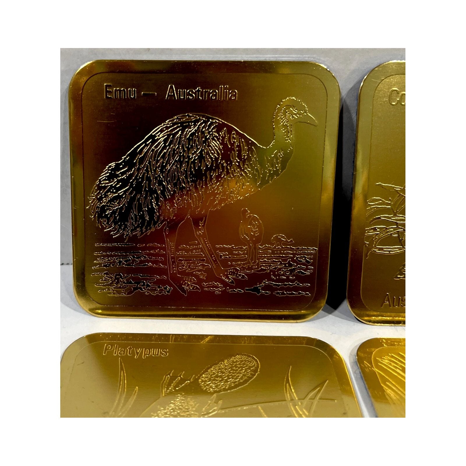 Cup Coasters - Gold Animals