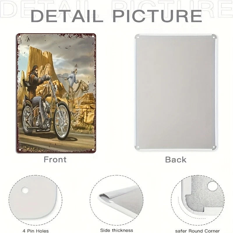 VOT Certified motorcycle poster tin sign featuring vintage design, perfect for motorcycle enthusiasts and wall decor.