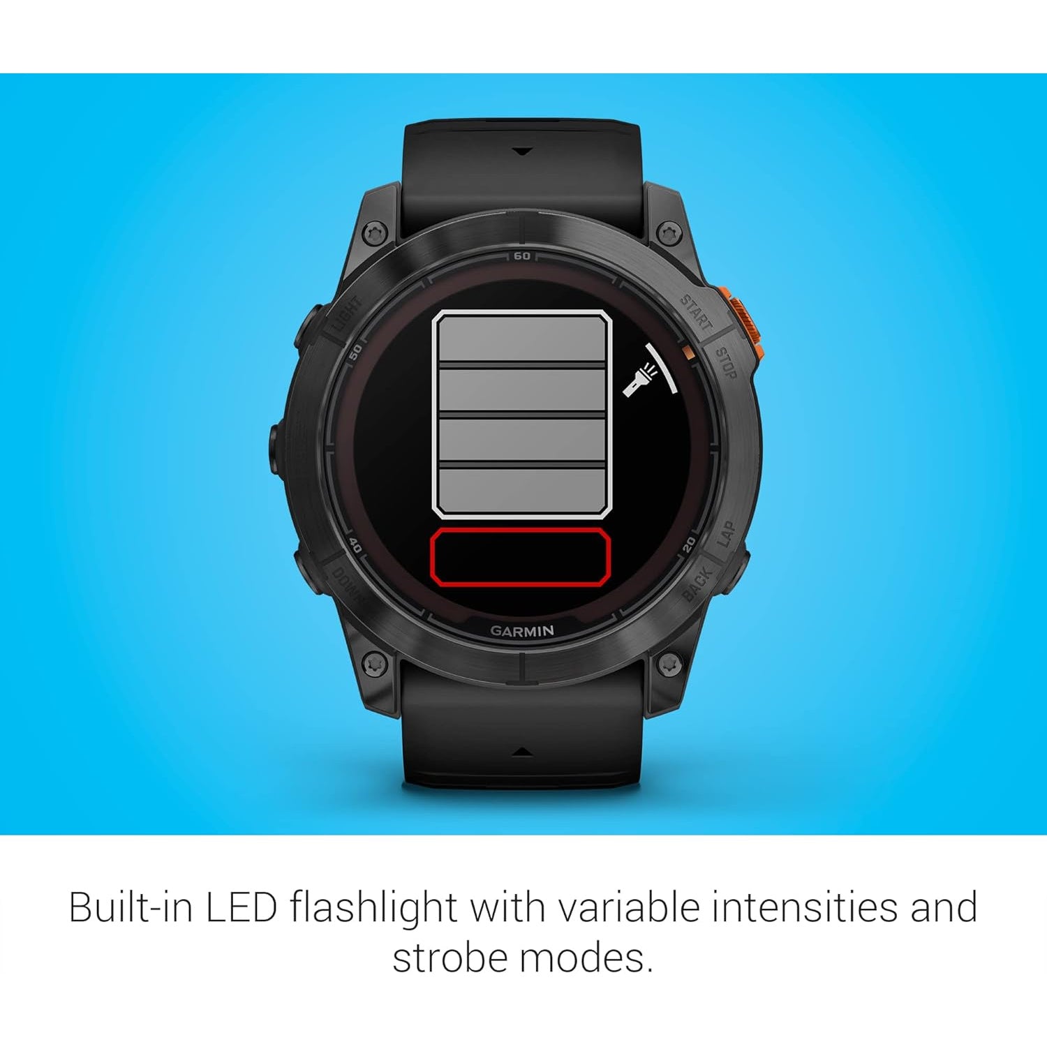 Garmin Fenix 7X Pro Solar watch with black band and large digital display showing time and health metrics.