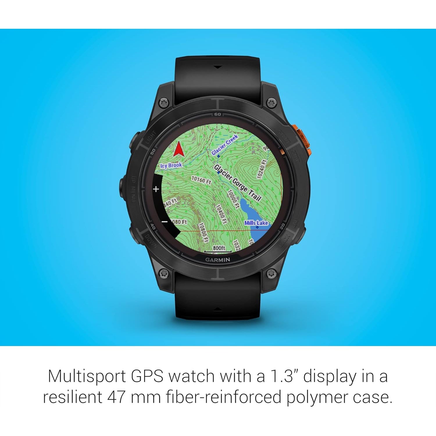 Garmin Fenix 7 Pro Solar GPS smartwatch with a large display and rugged design, featuring solar charging capabilities.