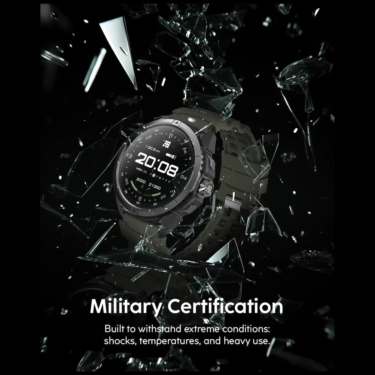 Terra Rugged Smartwatch, AMOLED – Obsidian Black