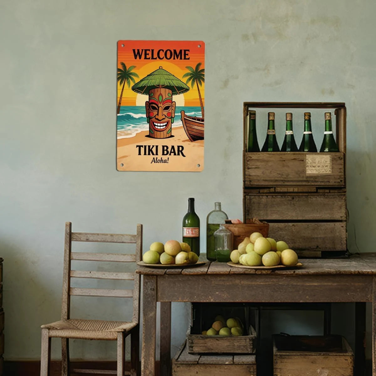Tropical Beach Metal Tin Sign