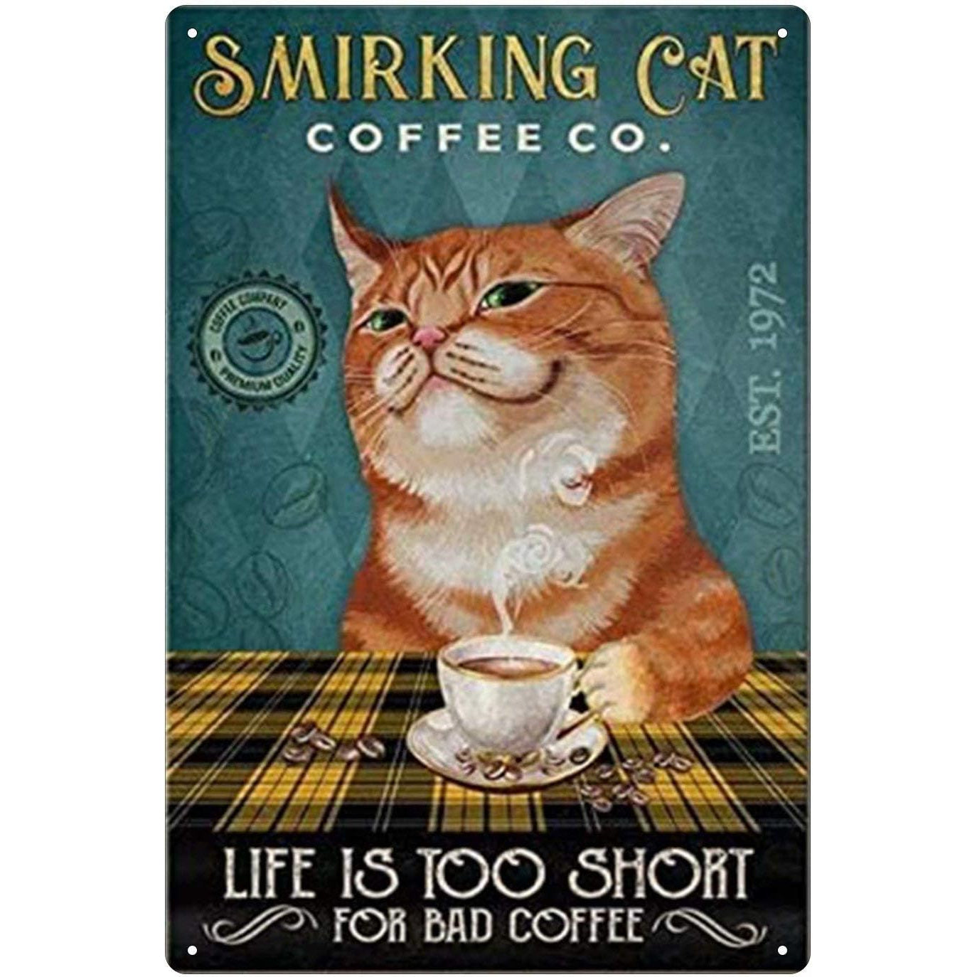 Smirking Cat Tin Sign