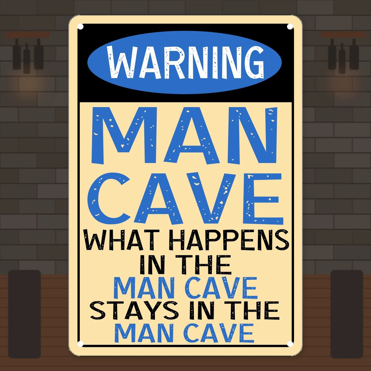 Man Cave Warning Tin Sign - (20 × 30 cm)